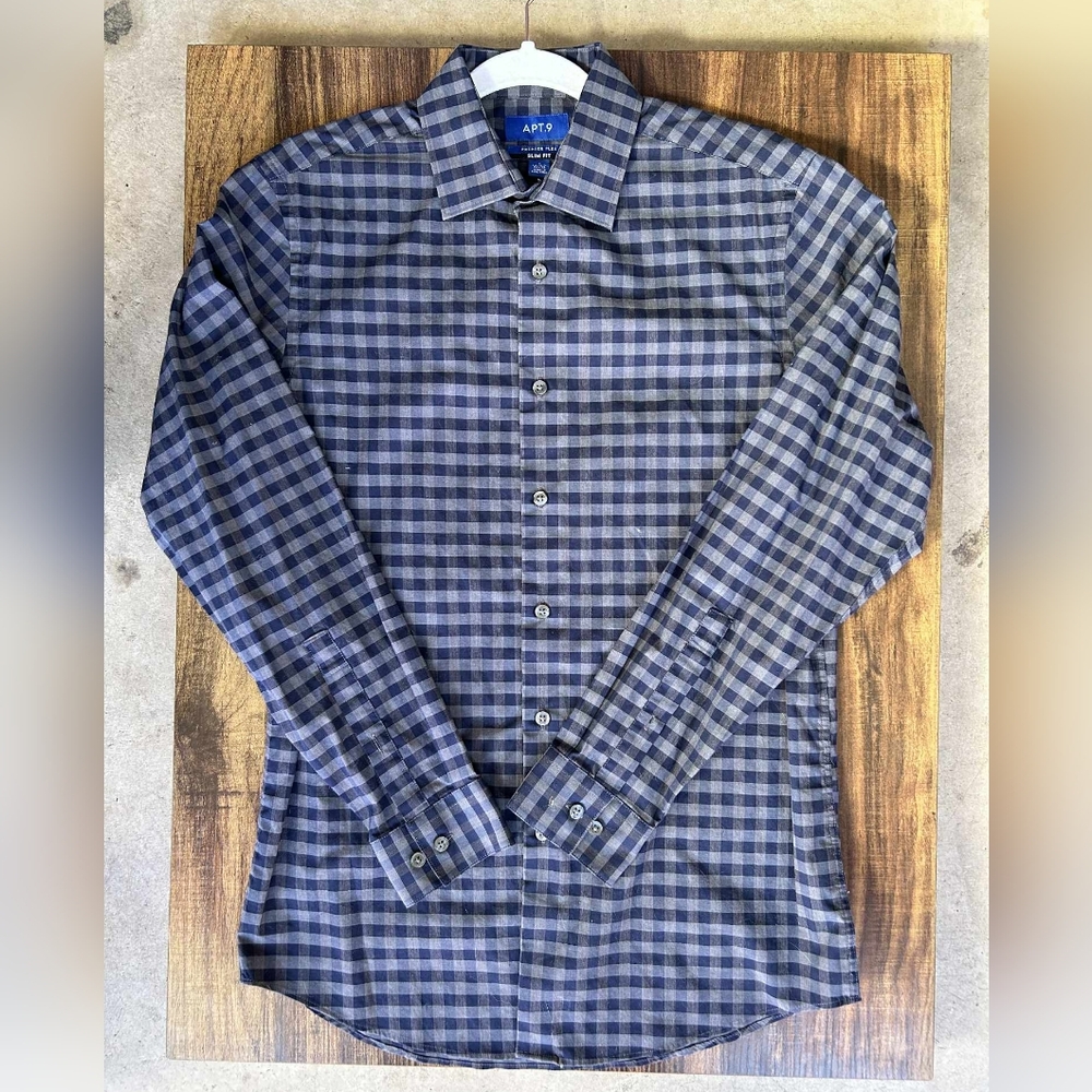 Apt. 9 Men's Navy Plaid Button Down Shirt
